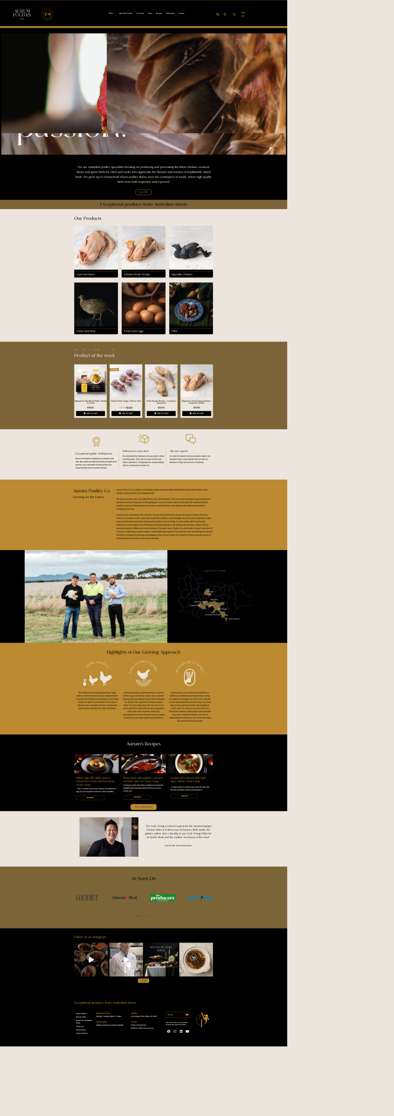 Original Aurum Poultry Co. website — before redesign