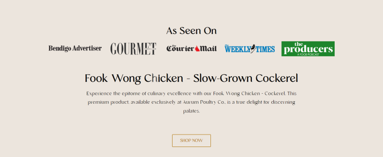 Aurum Poultry new landing page — product showcase