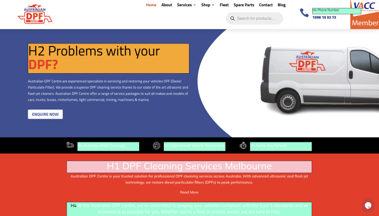 Australian DPF — Search Console performance dashboard with rising clicks and impressions