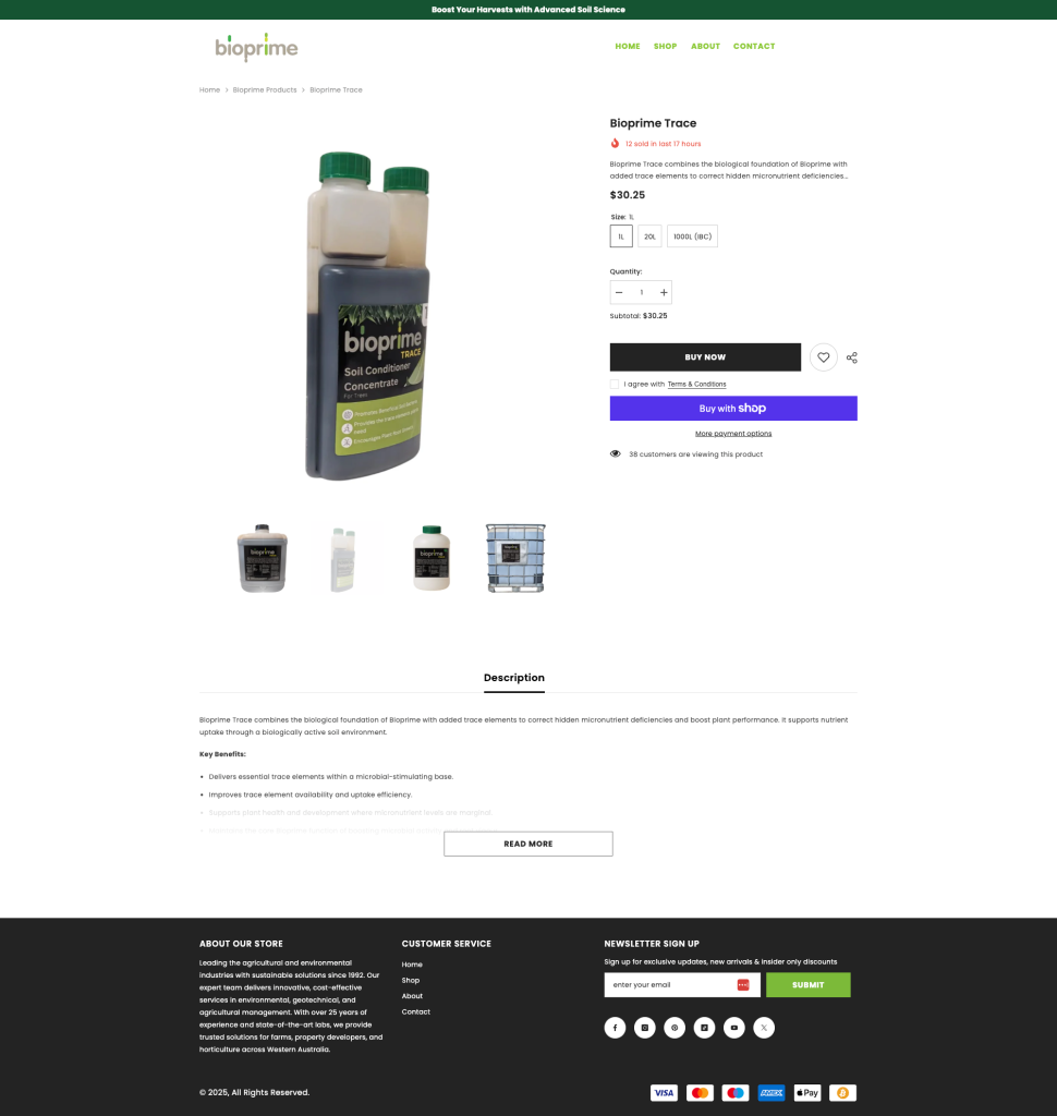 Bio Prime product detail page