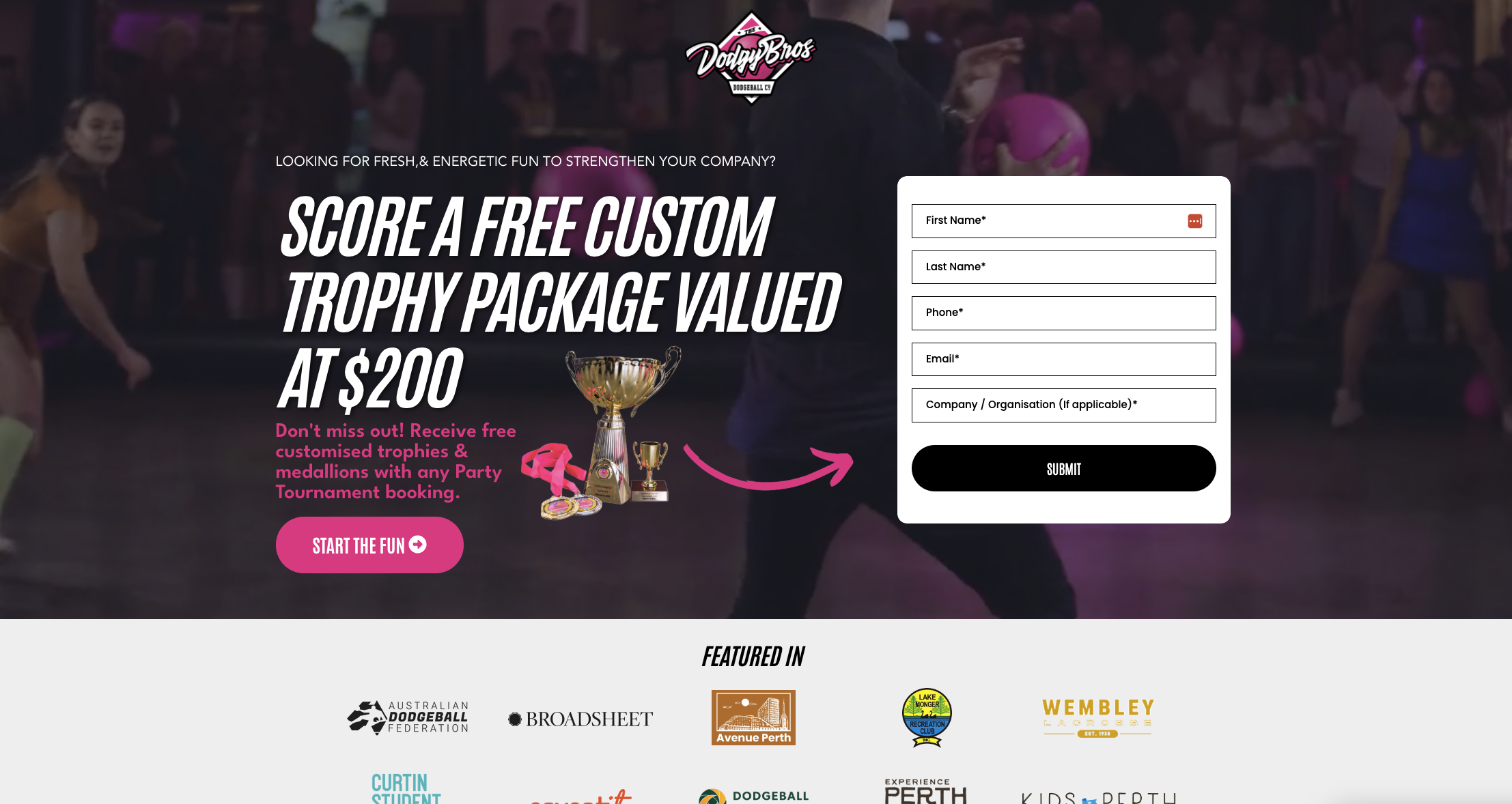 Dodgy Bros dedicated landing page — Score a Free Custom Trophy Package Valued at $200