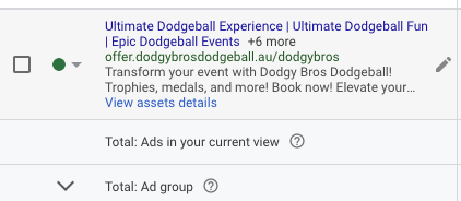 Google Search ad preview — Ultimate Dodgeball Experience | Ultimate Dodgeball Fun | Epic Dodgeball Events
