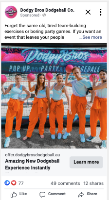 Dodgy Bros Facebook ad creative — concept 1