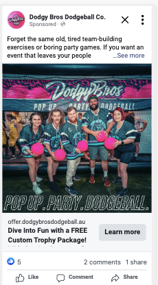Dodgy Bros Facebook ad creative — concept 2