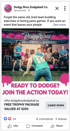 Dodgy Bros Facebook ad creative — concept 3