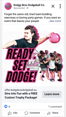Dodgy Bros Facebook ad creative — concept 4