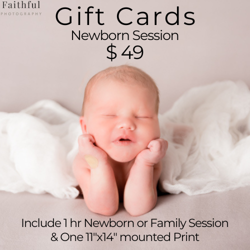 Faithful Photography Facebook ad creative — $49 Gift Card Newborn Session