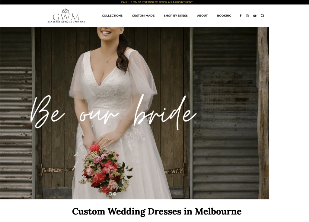 GWM Weddings landing page — Be Our Bride