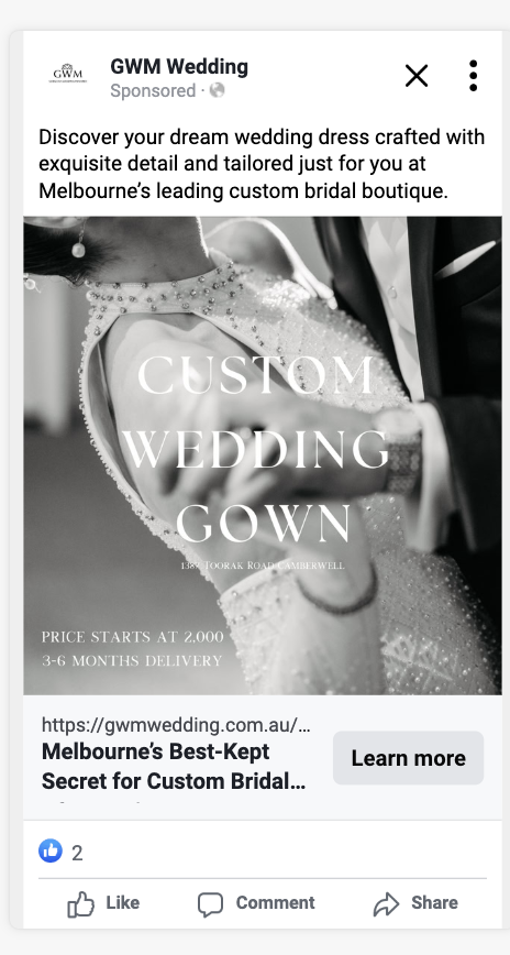 GWM Weddings — Custom Wedding Gown close-up