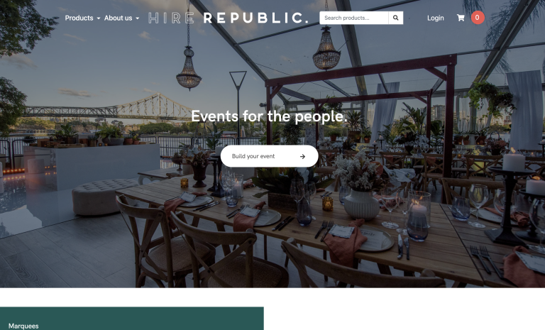 Hire Republic website — Events for the people