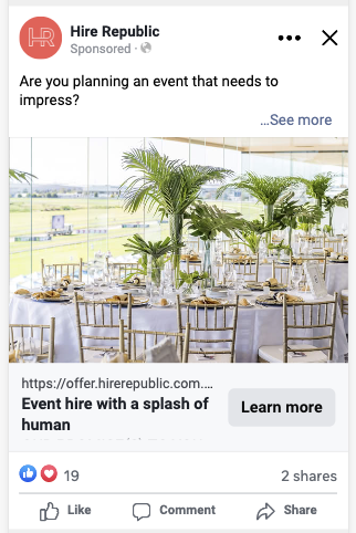 Hire Republic — tropical long table event creative