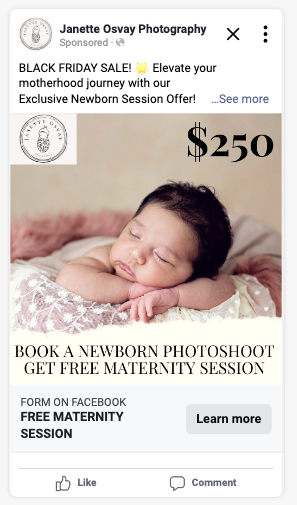 Janette Osvay — $250 newborn Black Friday creative