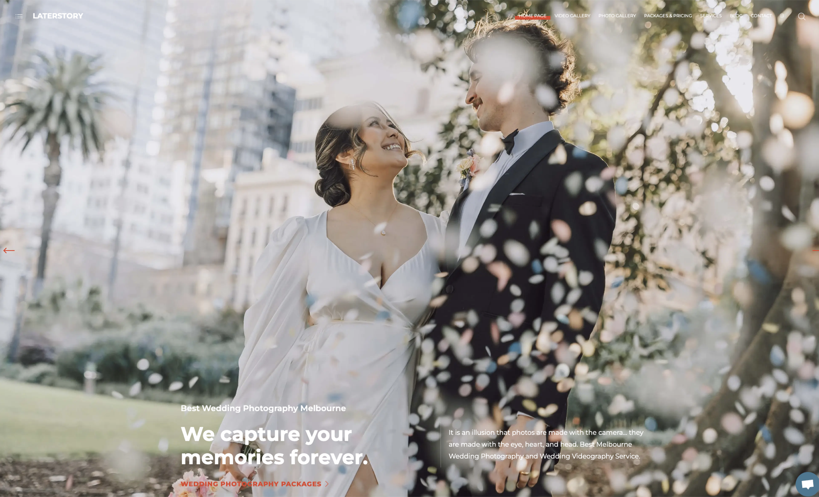 Later Story homepage hero — We capture your memories forever, best wedding photography Melbourne