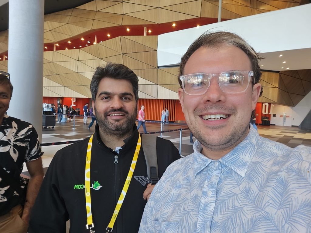 LEDCOM founder with Dean from Results Media at an HVAC industry event