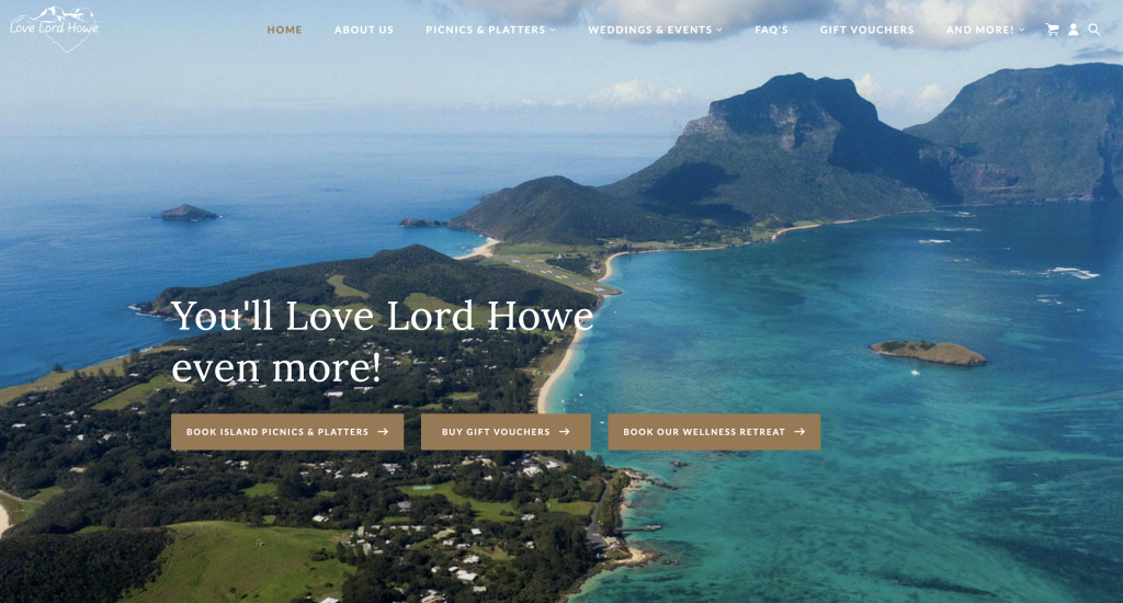 Love Lord Howe landing page hero — You'll Love Lord Howe even more, aerial shot of the island