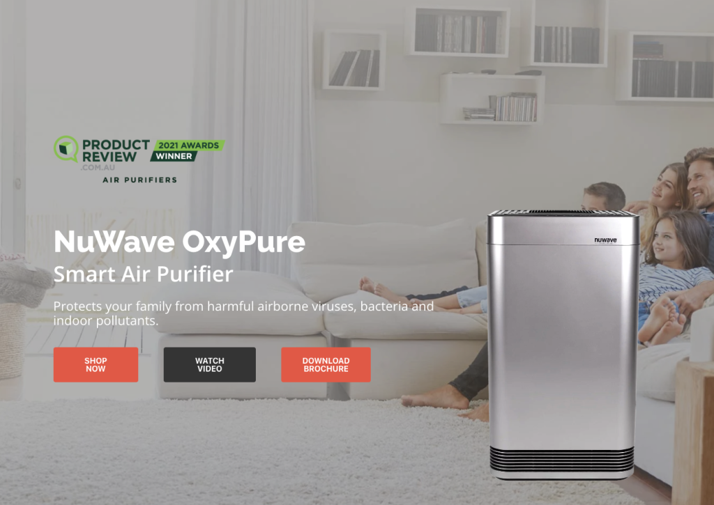 NuWave OxyPure landing page — Smart Air Purifier