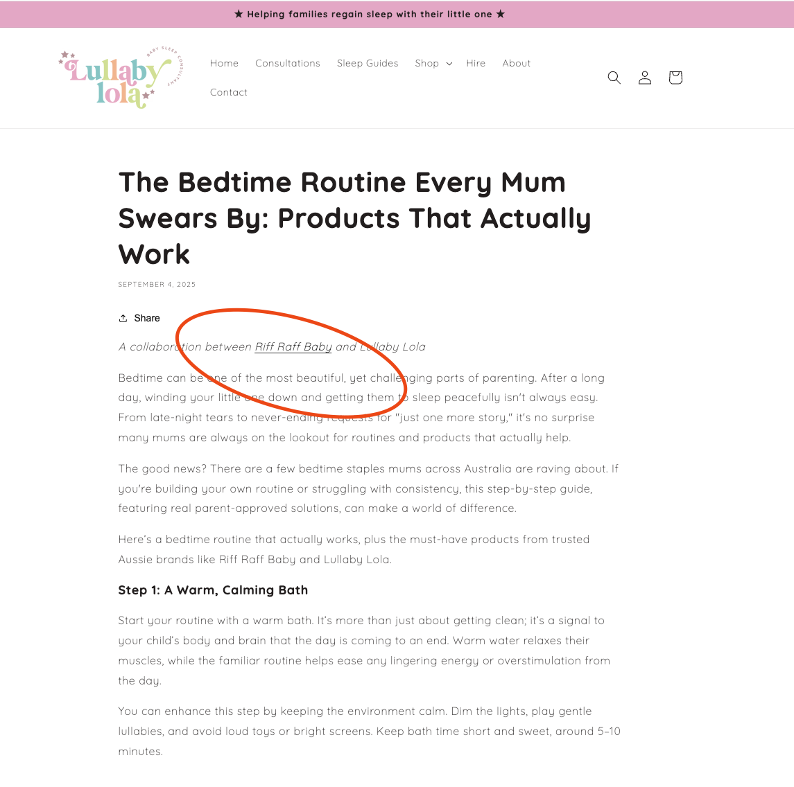 Lullaby Lola bedtime routine blog post featuring Riff Raff Baby comforter link
