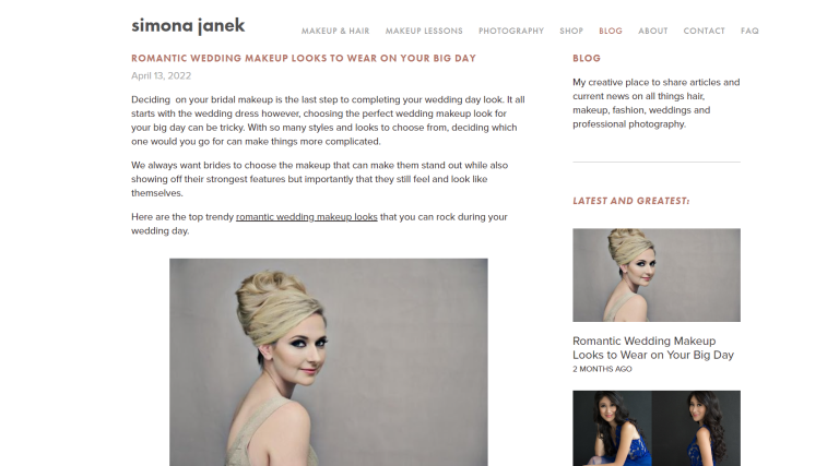 Simona Janek blog post — Romantic Wedding Makeup Looks