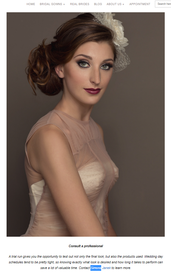 Simona Janek outreach placement — bridal blog collaboration