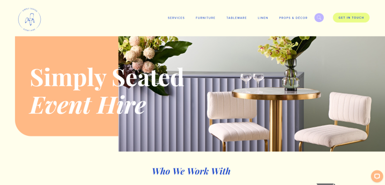 Simply Seated Event Hire landing page