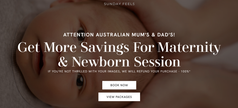 Sunday Feels — maternity & newborn package offer creative