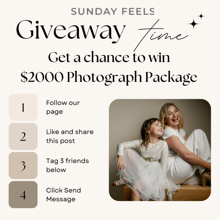 Sunday Feels — giveaway 4-step entry creative