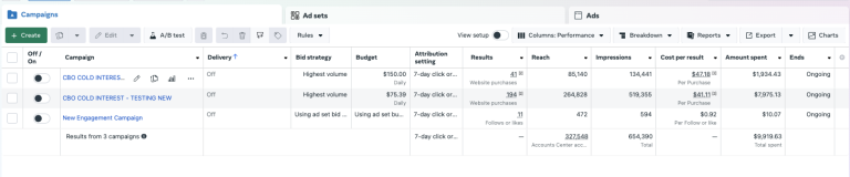 The Anti Bark Zone Meta Ads account 3 — CBO cold interest, 194 purchases