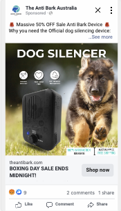 The Anti Bark Zone — Boxing Day 50% off creative